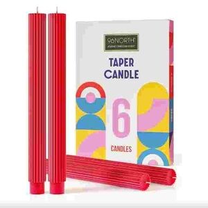 96NORTH Red Taper Candles - Set of 6